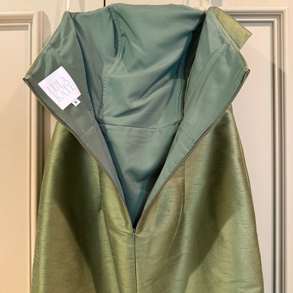 LulaKate Eva Bodice with Straight Skirt Floor Shantung Greenery Green Size 4 6 8 - Picture 10 of 16
